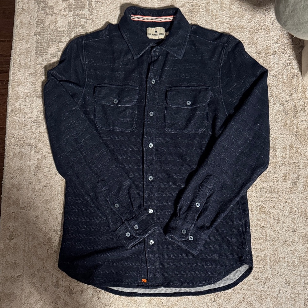 The Normal Brand Dark Blue Casual 100% Cotton Button Down Shirt